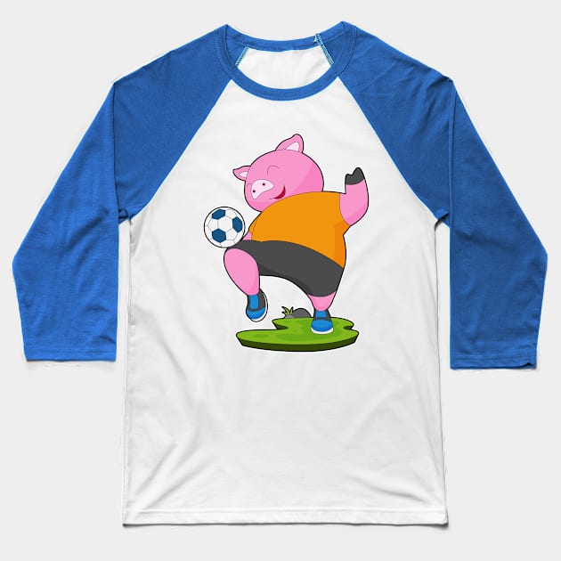 Pig Soccer player Soccer Baseball T-Shirt by Markus Schnabel